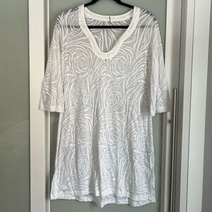Simons Sheer White Floral Pattern Bathing Suit Cover-up
